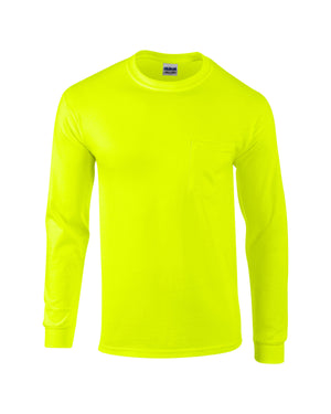 Adult Ultra Cotton® Long-Sleeve Pocket T-Shirt - Safety Green