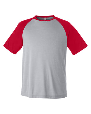Unisex Zone Colorblock Raglan T-Shirt - Ath Hthr/Sp Red