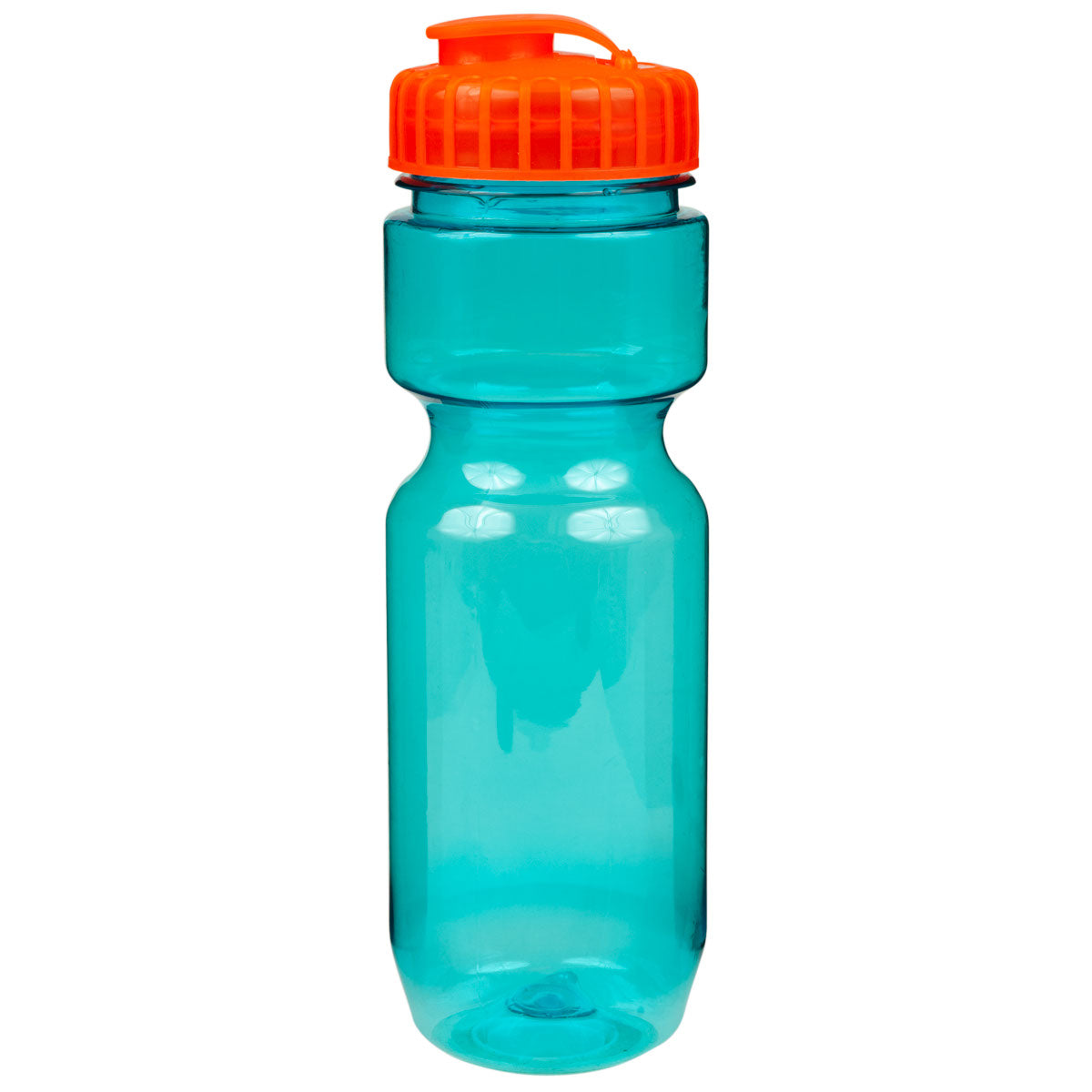 22 oz. Translucent Contour Bike Bottle - Translucent Aqua With Translucent Orange Lid
