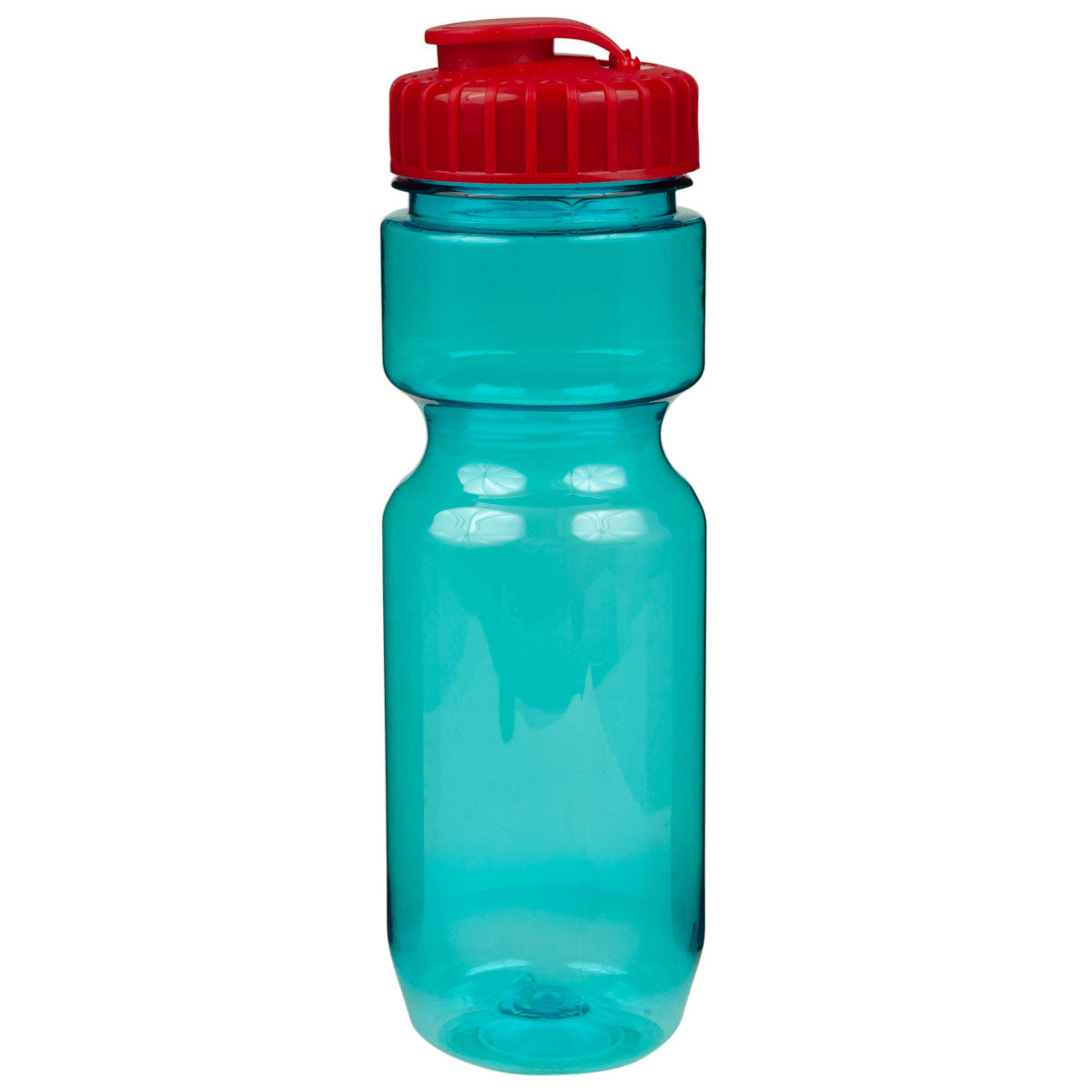 22 oz. Translucent Contour Bike Bottle - Translucent Aqua With Red Lid