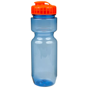 22 oz. Translucent Contour Bike Bottle - Translucent Blue With Translucent Orange Lid