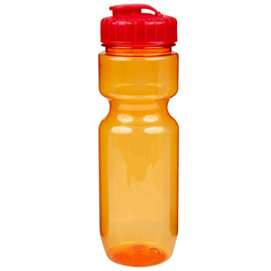 22 oz. Translucent Contour Bike Bottle - Translucent Orange With Red Lid