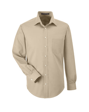 Men's Crown Collection® Tall Solid Stretch Twill Woven Shirt - Stone
