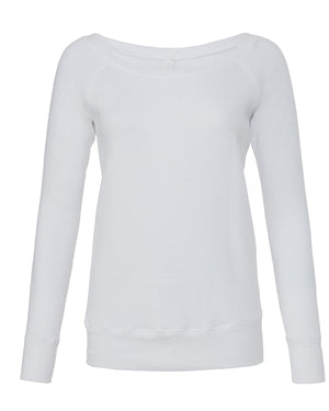 Ladies' Sponge Fleece Wide Neck Sweatshirt - Solid Wht Trblnd