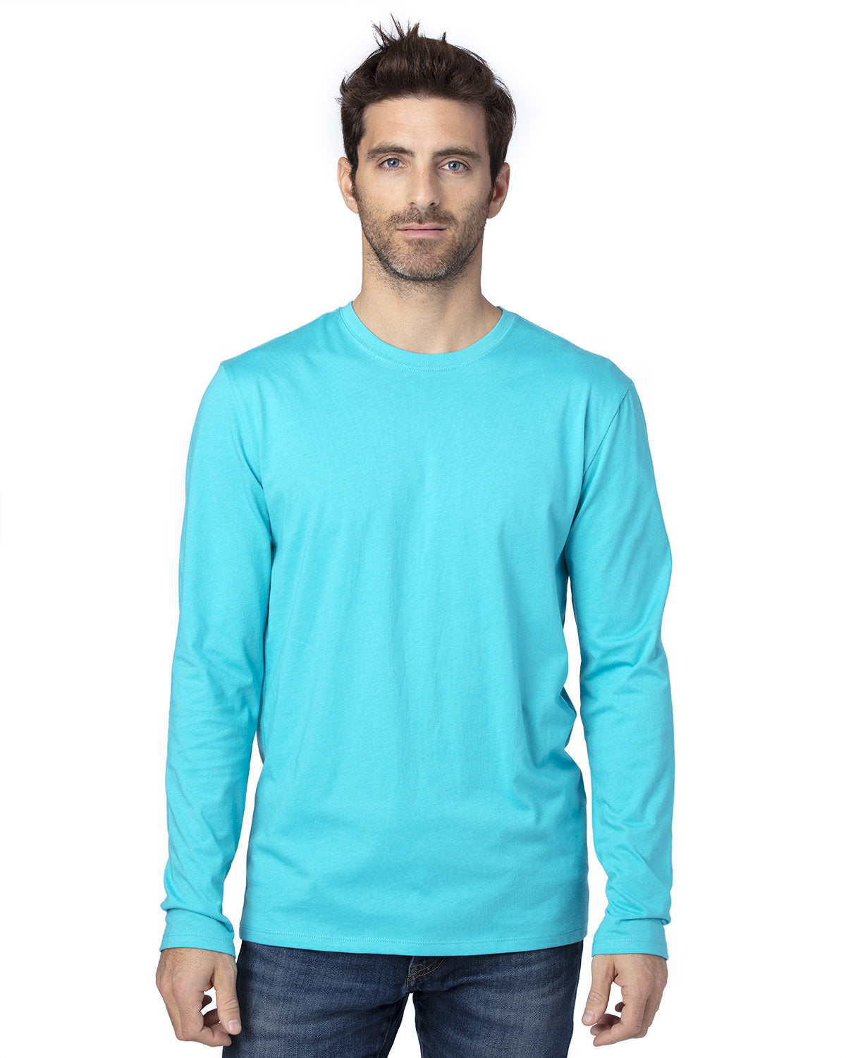Threadfast Unisex Ultimate CVC Long-Sleeve T-Shirt - Pacific Blue
