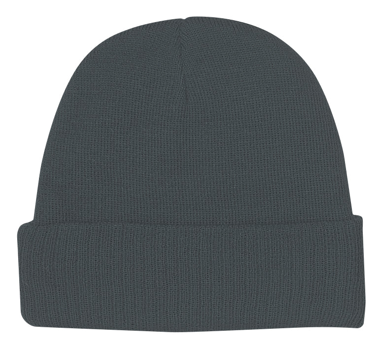 KNIT BEANIE WITH CUFF - Charcoal