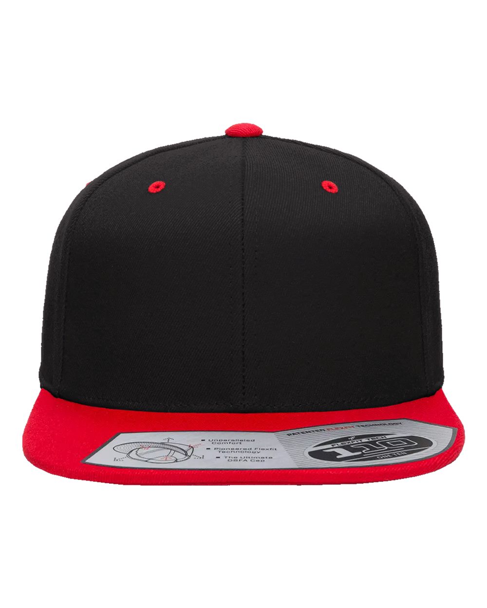 Flexfit Adult Wool Blend Snapback Cap - Black/ Red