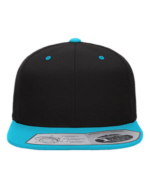 Flexfit Adult Wool Blend Snapback Cap - Black/ Teal