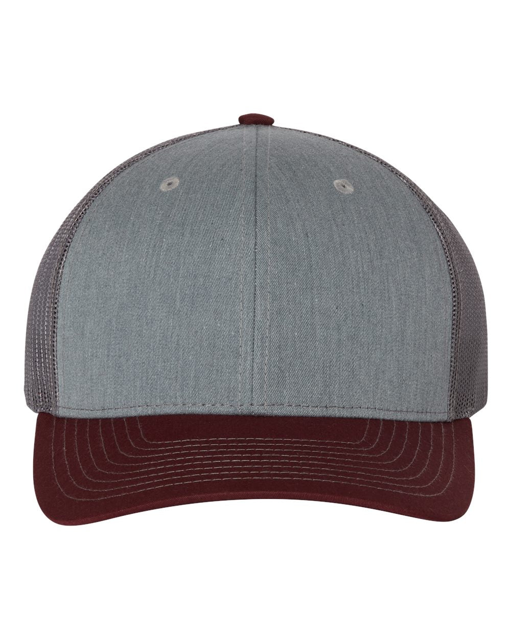 Richardson 112 Adjustable Snapback Trucker Cap - Heather Grey/ Charcoal/ Maroon