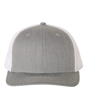 Richardson 112 Adjustable Snapback Trucker Cap - Heather Grey/ White