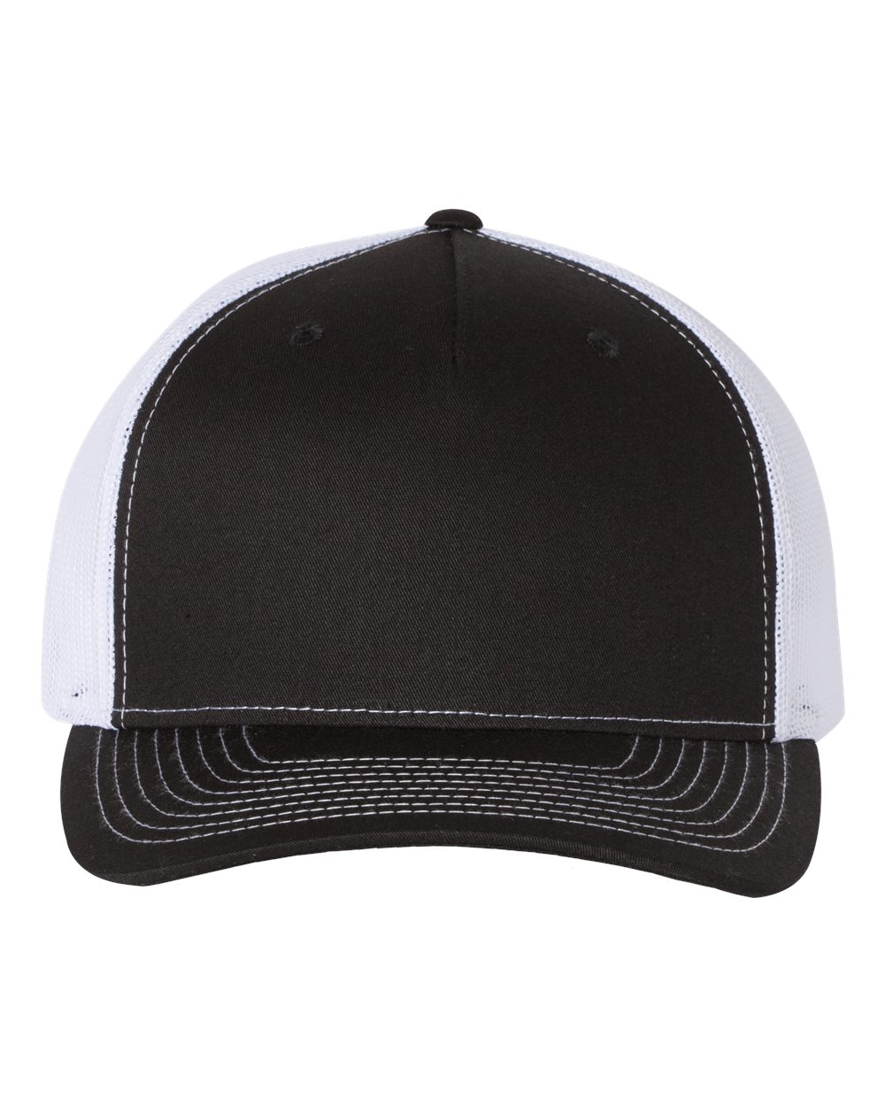 Richardson 112FP Five-Panel Trucker Cap - Black/ White