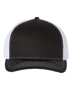 Richardson 112FP Five-Panel Trucker Cap - Black/ White