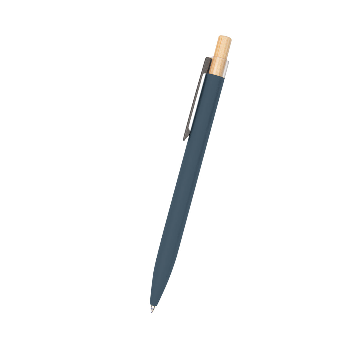 Recycled Aluminum Pen With Bamboo Plunger - Slate