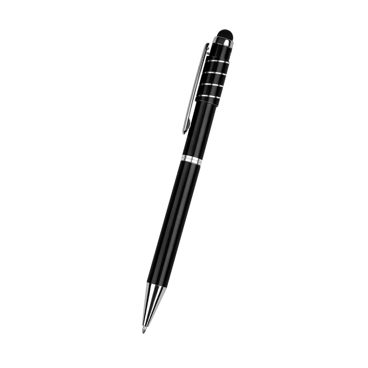 Recycled Aluminum Spinner Pen With Stylus - Metallic Black