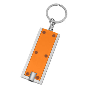 Rectangular LED Key Chain - Orange With Silver