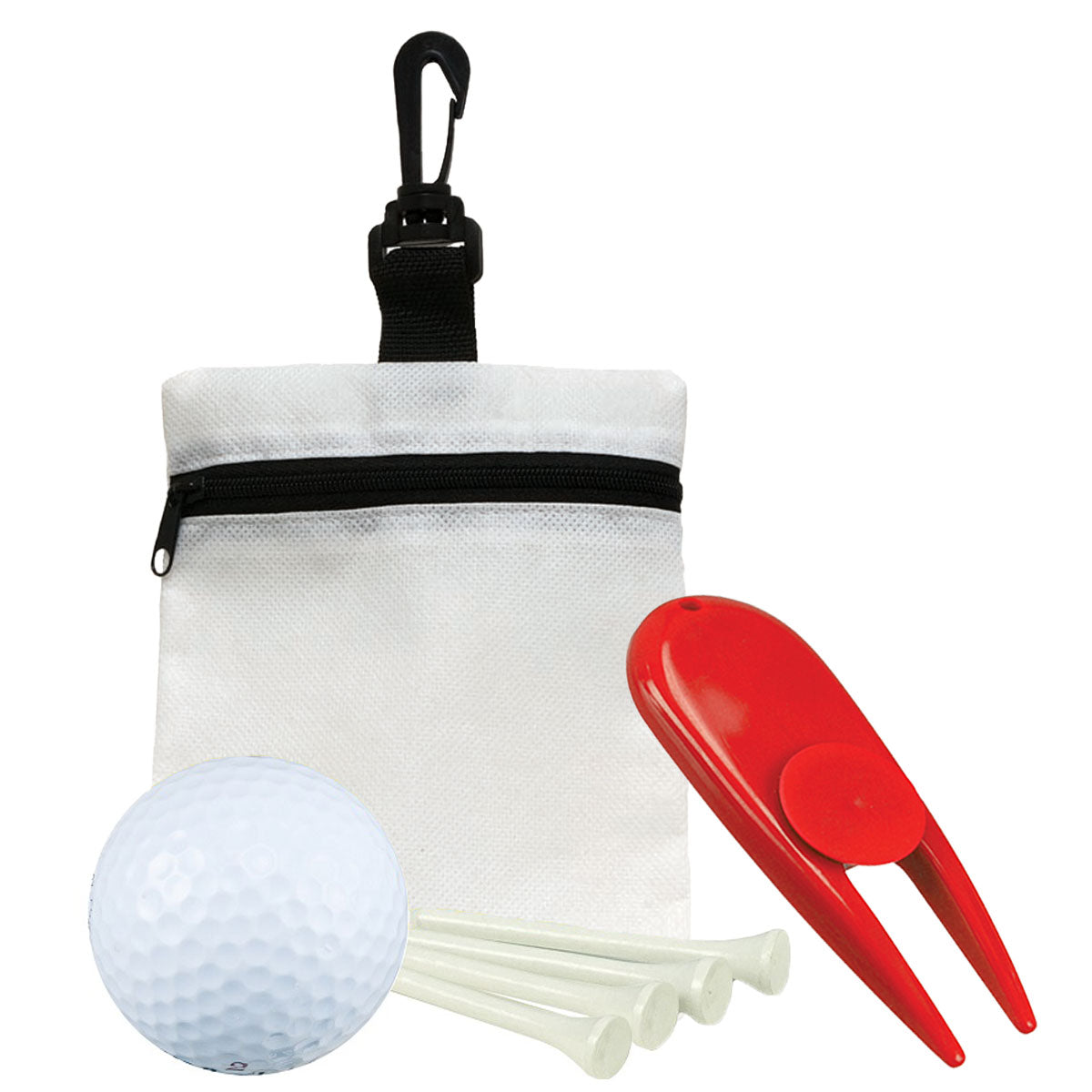 Golf in a Bag Gift Set - White Bag With Red Divot Tool