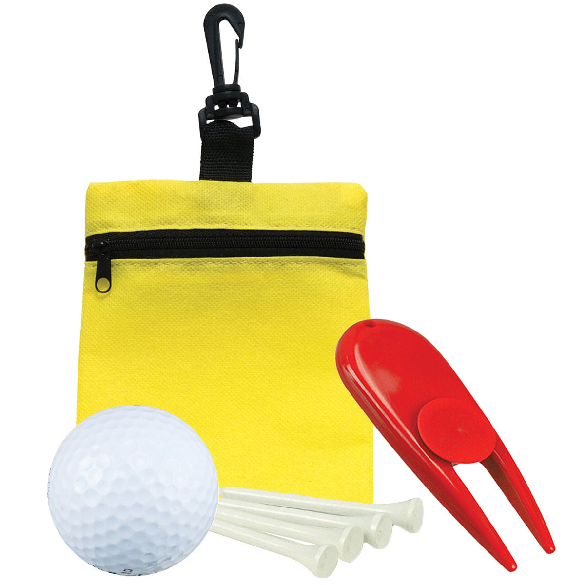 Golf in a Bag Gift Set - Yellow Bag With Red Divot Tool