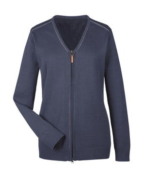 Ladies' Manchester Fully-Fashioned Full-Zip Cardigan Sweater - Navy/Graphite