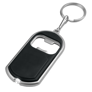 Bottle Opener Key Chain With LED Light - Black