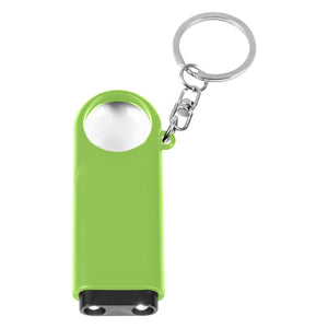 Magnifier And LED Light Key Chain - Lime