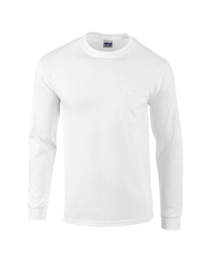 Adult Ultra Cotton® Long-Sleeve Pocket T-Shirt - White