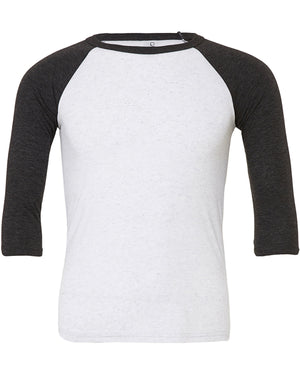 Unisex Three-Quarter Sleeve Baseball T-Shirt - Wht Flk/Chr Trb