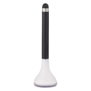 Stylus Pen Stand With Screen Cleaner - White With Black