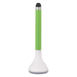 Stylus Pen Stand With Screen Cleaner - White With Lime