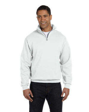 Adult 8 oz. NuBlend® Quarter-Zip Cadet Collar Sweatshirt - White