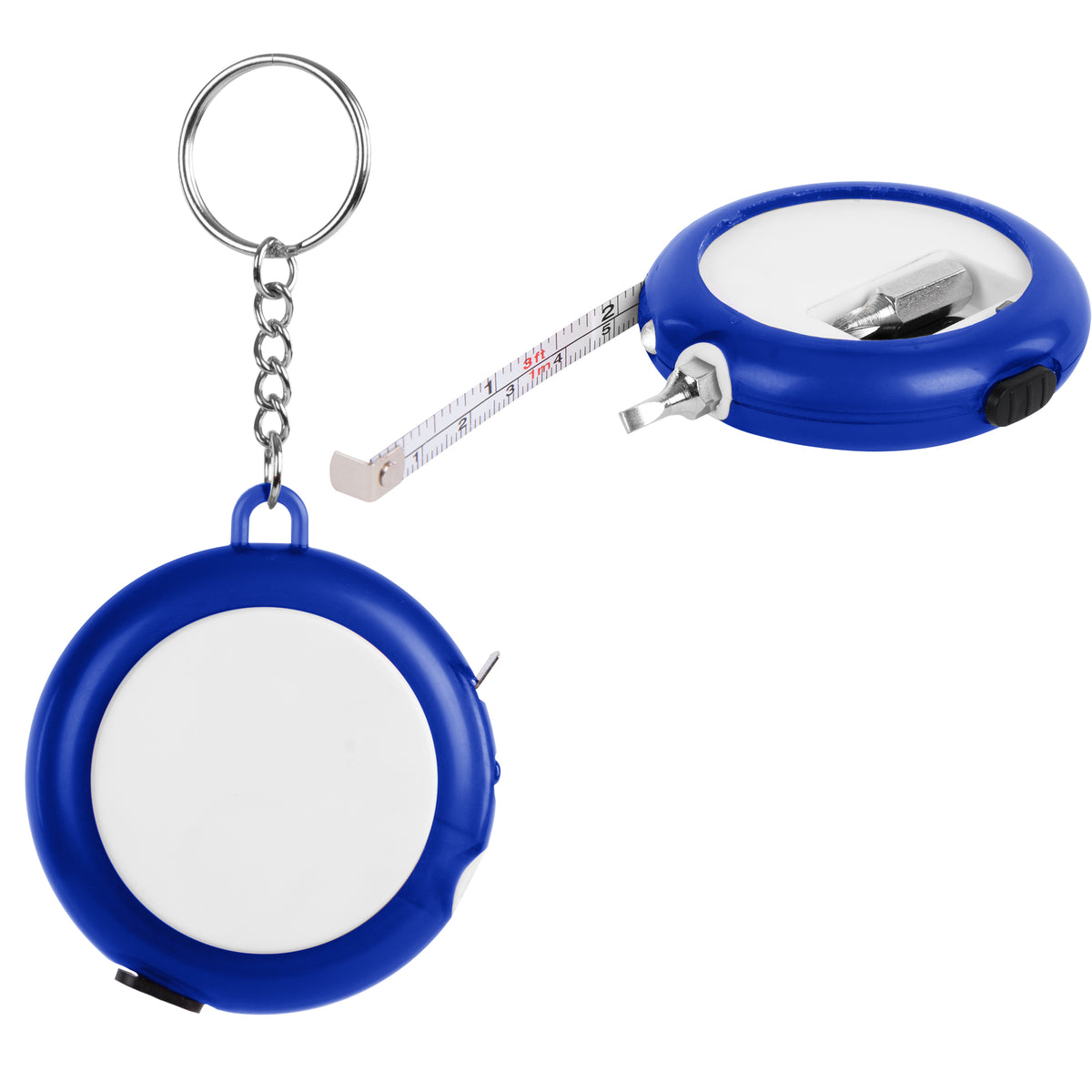 Multi-Tool Tape Measure With Light - White With Royal Blue