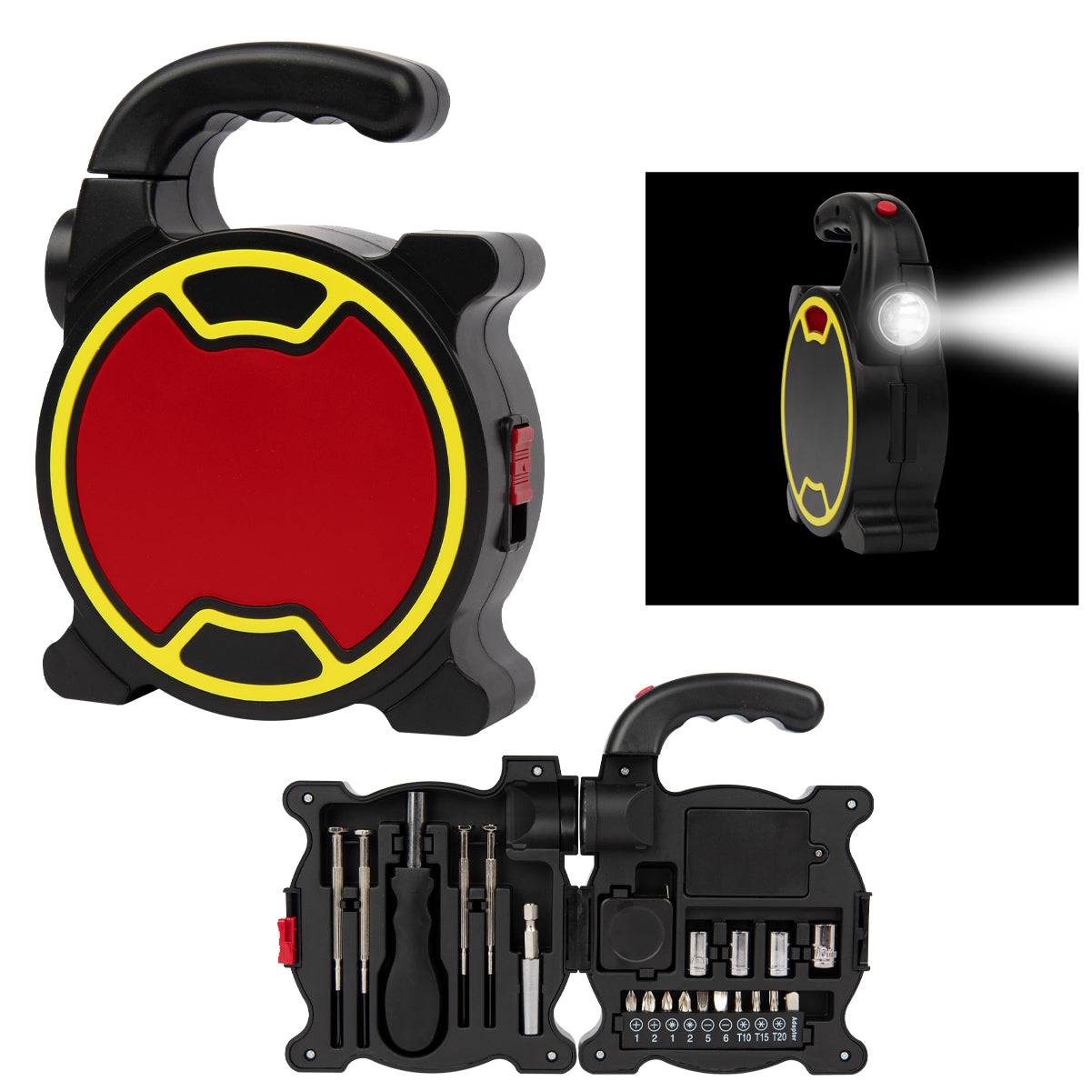 Tool Set With LED Light - Black With Red