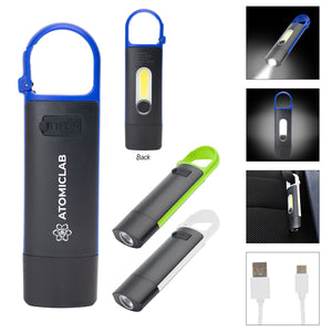 Rechargeable Carabiner COB Flashlight - Black With Royal