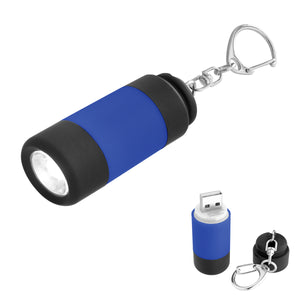 Rechargeable LED Light Key Chain - Royal Blue With Black