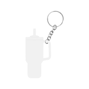 Intrepid Tumbler Shaped Silicone Key Ring - White