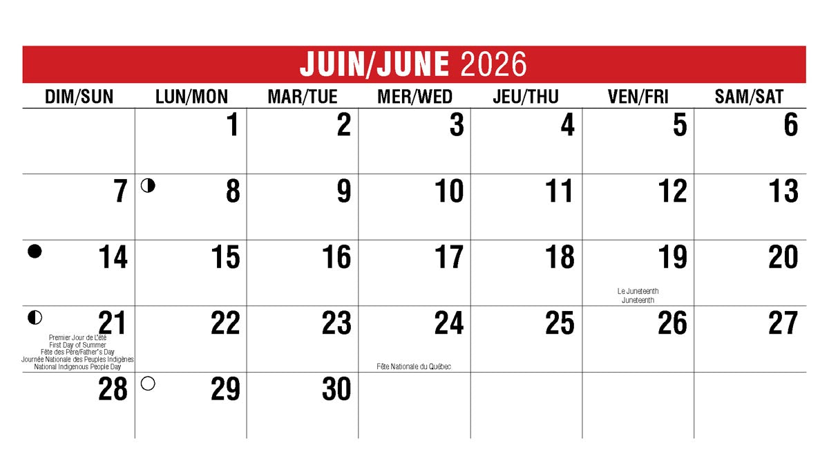 Scenes of Canada French English 2026 Promotional Desk Calendar