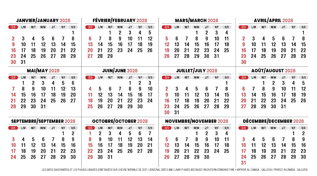 Scenes of Canada French English 2027 Promotional Desk Calendar