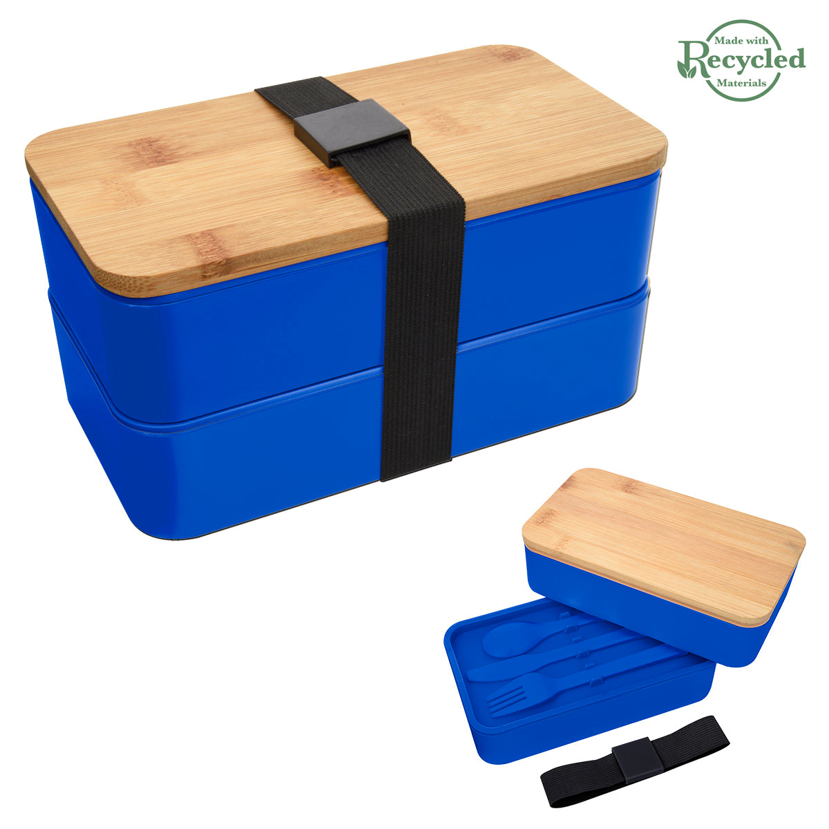 Stackable Bento Lunch Set - Blue With Black