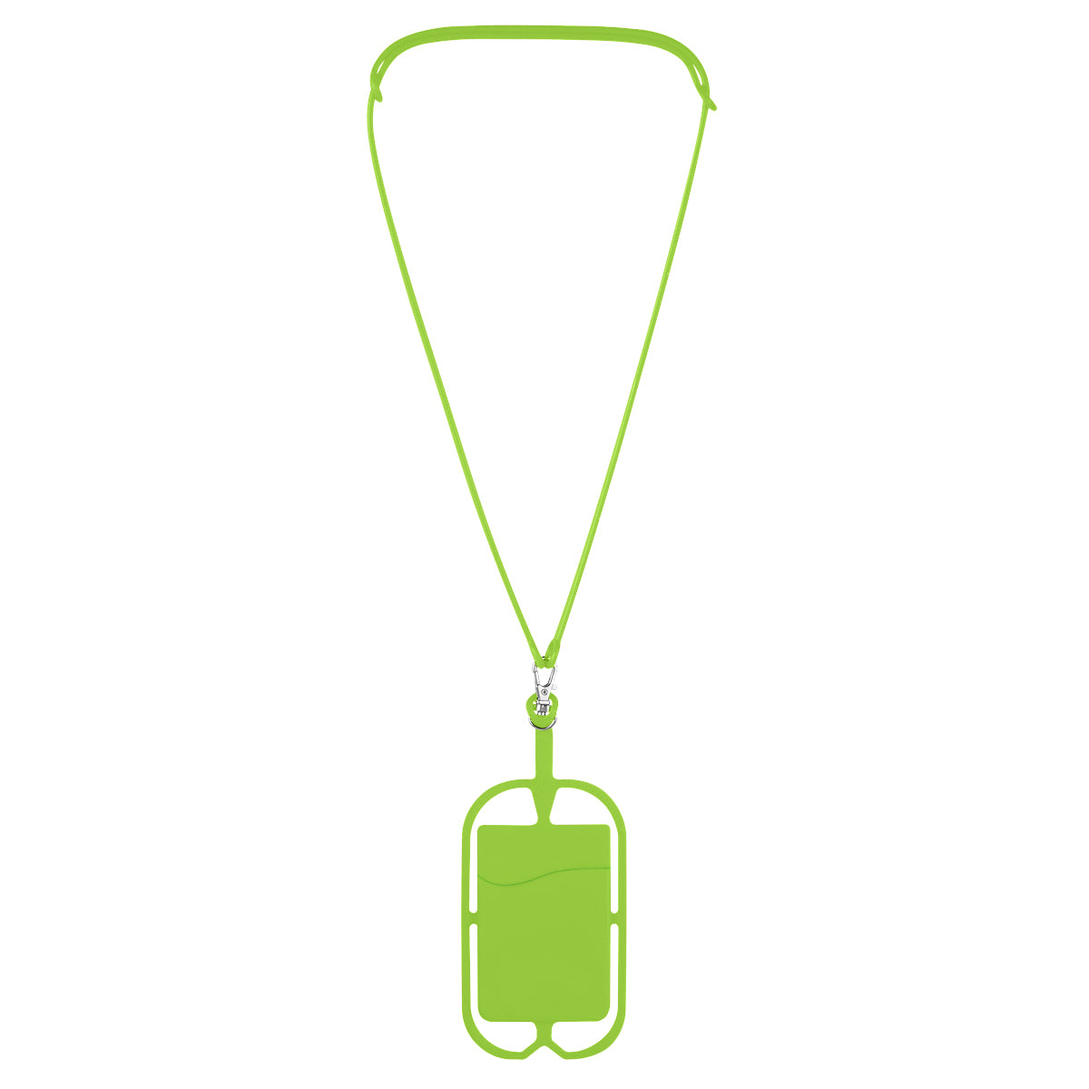 Silicone Lanyard with Phone Holder & Wallet - Lime/Lime
