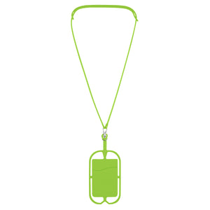 Silicone Lanyard with Phone Holder & Wallet - Lime/Lime