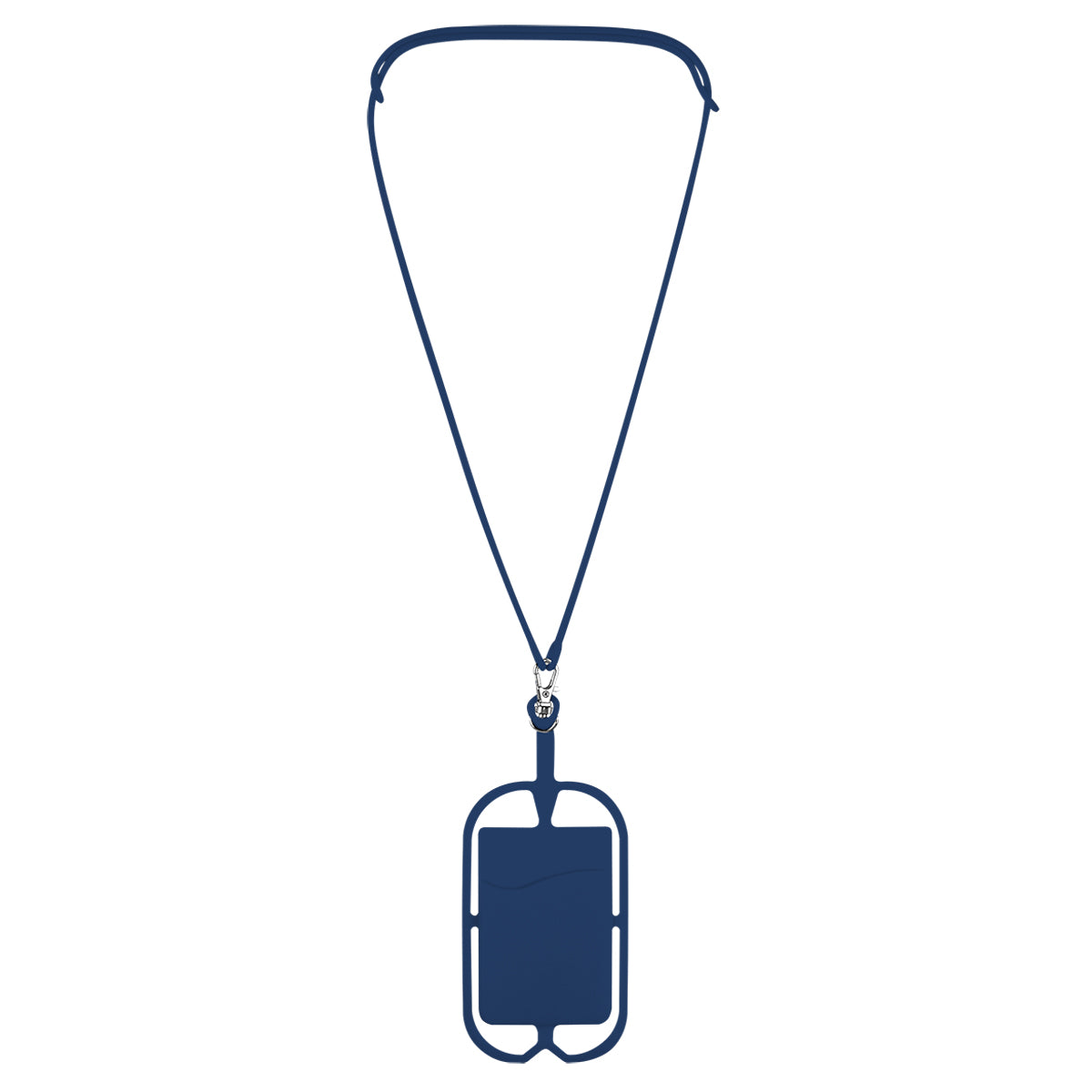 Silicone Lanyard with Phone Holder & Wallet - Navy Blue