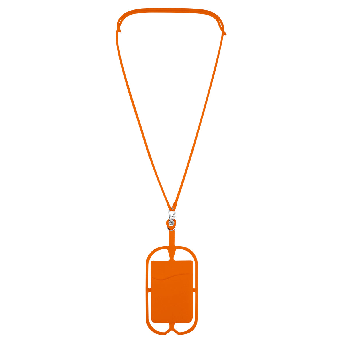Silicone Lanyard with Phone Holder & Wallet - Orange/Orange