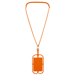 Silicone Lanyard with Phone Holder & Wallet - Orange/Orange
