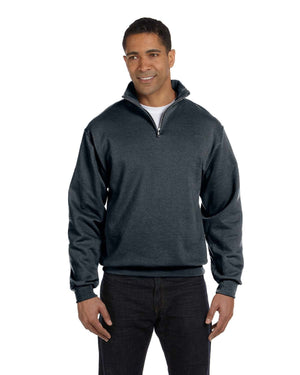 Adult 8 oz. NuBlend® Quarter-Zip Cadet Collar Sweatshirt - Black Heather