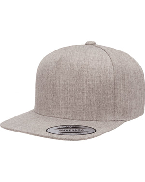 Adult Structured Flat Visor Classic Snapback Cap - Heather Grey