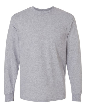 Gildan Adult Ultra Cotton® Long-Sleeve Pocket T-Shirt - Sport Grey