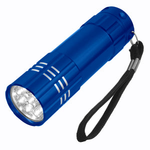 Aluminum LED Flashlight With Strap - Blue