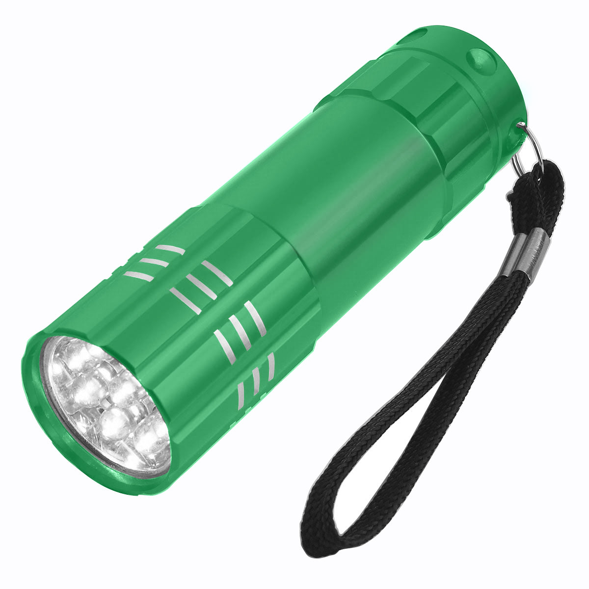 Aluminum LED Flashlight With Strap - Green
