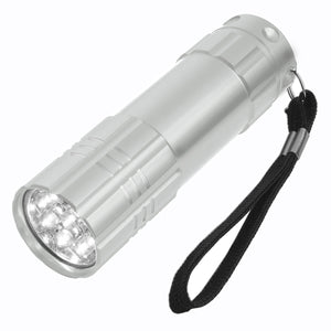 Aluminum LED Flashlight With Strap - Silver