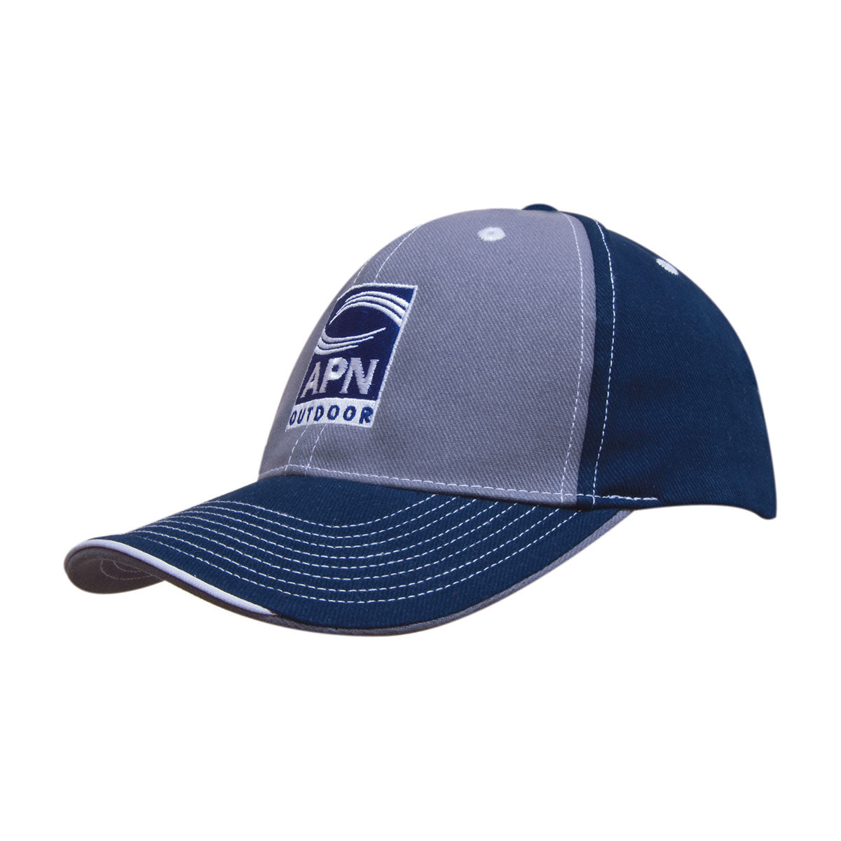 6 Panel BHC 2 Tone Cap with Sandwich Lip - Navy With Charcoal And White