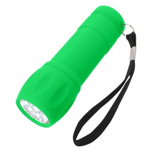Rubberized Torch Light With Strap - Green